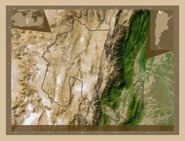 Jujuy Provinz Argentinien Satellitenkarte Mit Niedriger Auflösung Eck Zusatzstandortkarten — Stockfoto