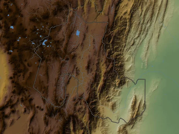 Jujuy Επαρχία Της Αργεντινής Χρωματιστός Υψομετρικός Χάρτης Λίμνες Και Ποτάμια — Φωτογραφία Αρχείου