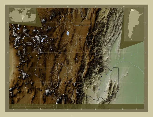 Джужуй Провінція Аргентина Висота Карти Забарвлена Вікі Стилі Озерами Річками — стокове фото