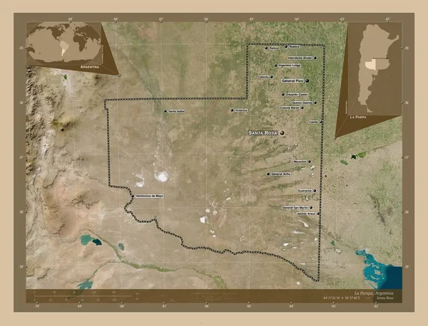Pampa Provincia Argentina Mappa Satellitare Bassa Risoluzione Località Nomi Delle — Foto Stock