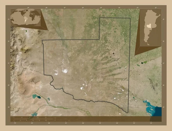 Pampa Provinsen Argentina Lågupplöst Satellitkarta Hjälpkartor För Hörnen — Stockfoto