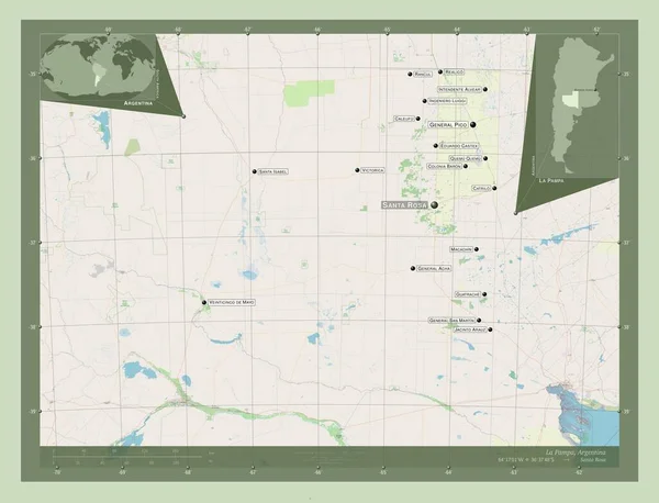 Pampa Provincie Argentinië Open Plattegrond Locaties Namen Van Grote Steden — Stockfoto