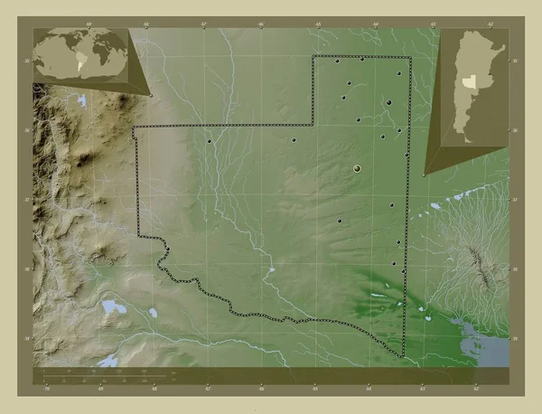 Pampa Província Argentina Mapa Elevação Colorido Estilo Wiki Com Lagos — Fotografia de Stock