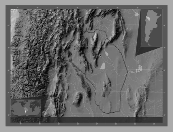 Ριόχα Επαρχία Της Αργεντινής Bilevel Υψομετρικός Χάρτης Λίμνες Και Ποτάμια — Φωτογραφία Αρχείου