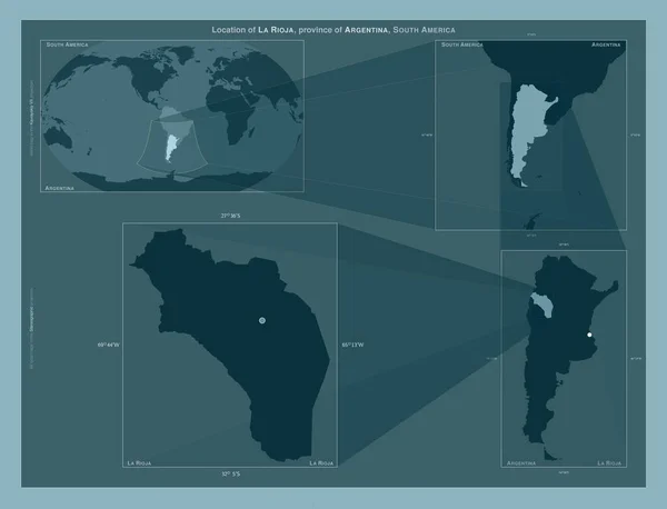 アルゼンチンのラ リオハ州 大規模な地図上の領域の位置を示しています しっかりとした背景にベクトルフレームとPng形状の構成 — ストック写真