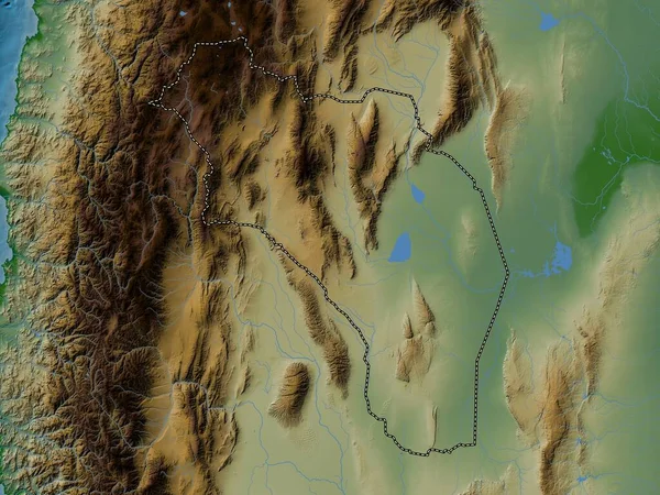 Риоха Провинция Аргентина Цветная Карта Высот Озерами Реками — стоковое фото