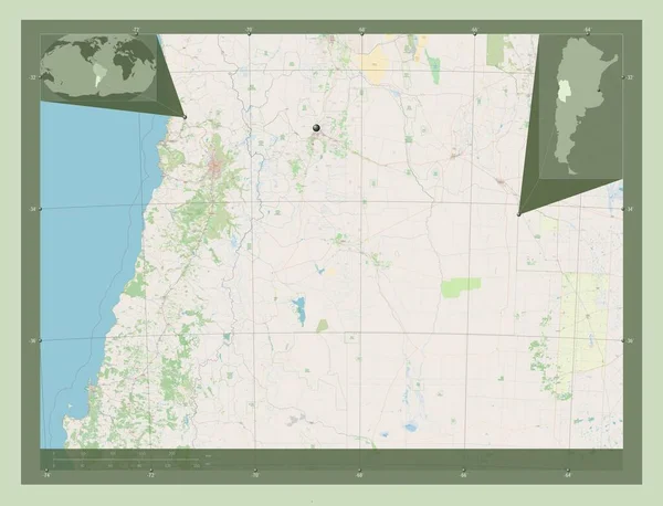 Mendoza Provincie Argentinië Open Plattegrond Hulplocatiekaarten Hoek — Stockfoto