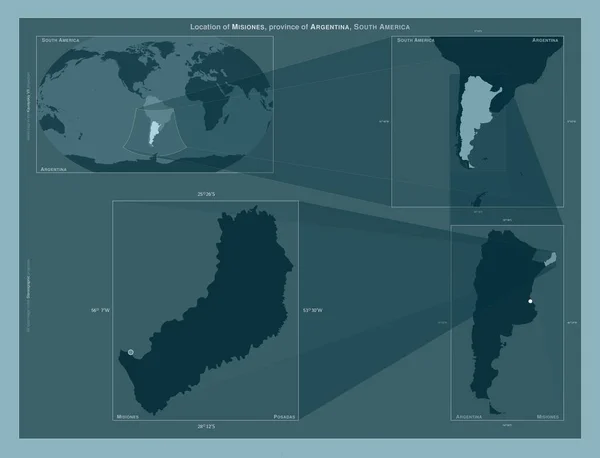 Misiones Provincia Argentina Diagrama Que Muestra Ubicación Región Mapas Gran —  Fotos de Stock