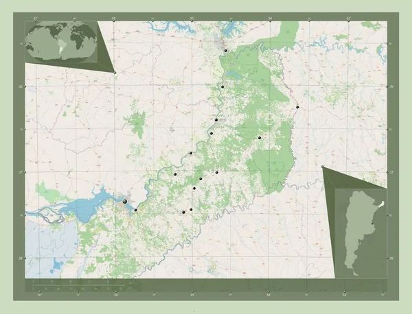 Misiones Provincia Argentina Open Street Map Ubicaciones Las Principales Ciudades —  Fotos de Stock