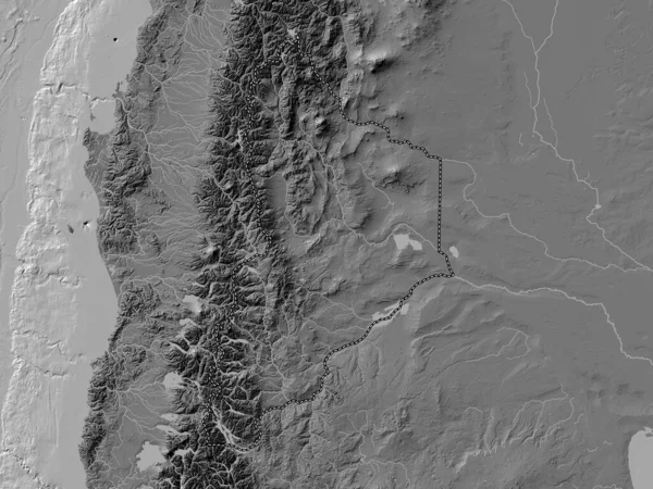 Neuquén Provincia Argentina Mapa Elevación Bilevel Con Lagos Ríos — Foto de Stock