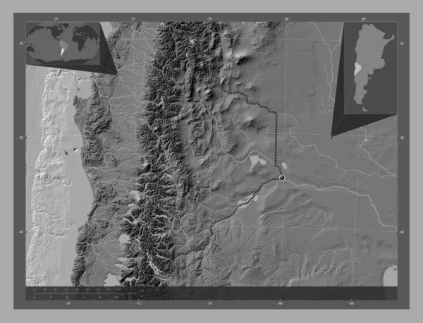 Neuquen Provinsen Argentina Bilevel Höjd Karta Med Sjöar Och Floder — Stockfoto