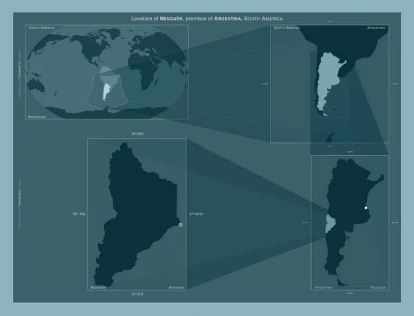 Neuquén Provincia Argentina Diagrama Que Muestra Ubicación Región Mapas Gran —  Fotos de Stock