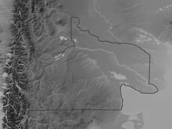 Rio Negro Provincie Argentinië Grayscale Hoogte Kaart Met Meren Rivieren — Stockfoto