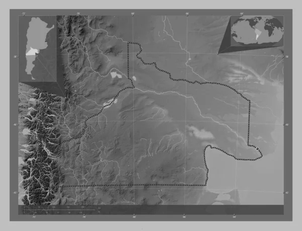 Rio Negro Argentina Výškové Mapy Jezery Řekami Pomocné Mapy Polohy — Stock fotografie