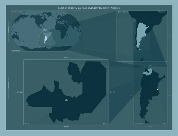 Salta Provincia Argentina Schema Che Mostra Posizione Della Regione Mappe — Foto Stock