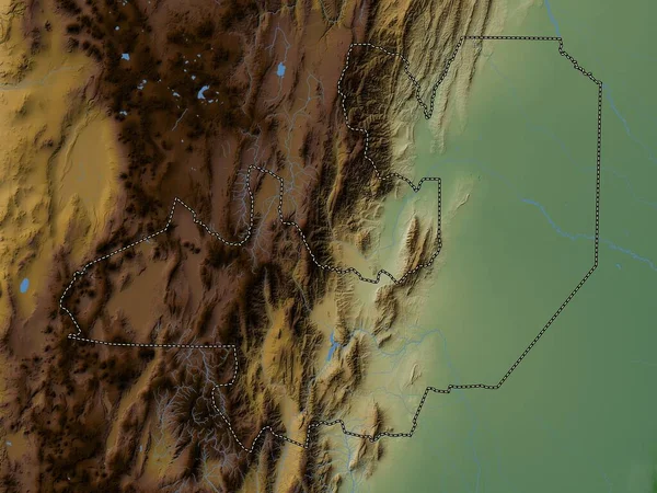Salta Provincia Argentina Mappa Elevazione Colorata Con Laghi Fiumi — Foto Stock