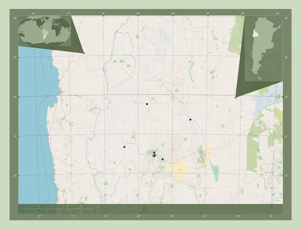 San Juan Prowincja Argentyny Otwórz Mapę Ulic Lokalizacje Dużych Miast — Zdjęcie stockowe