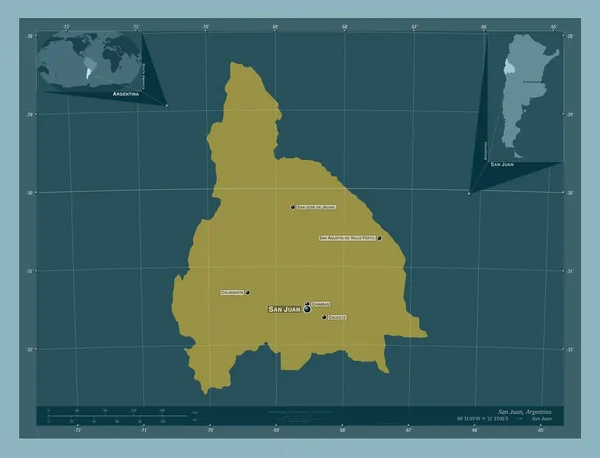 San Juan Provincia Argentina Forma Tinta Unita Località Nomi Delle — Foto Stock