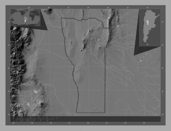 San Luis Provinz Von Argentinien Karte Mit Seen Und Flüssen — Stockfoto