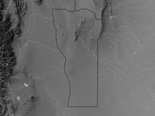 San Luis Province Argentina Grayscale Elevation Map Lakes Rivers — Stock Photo, Image