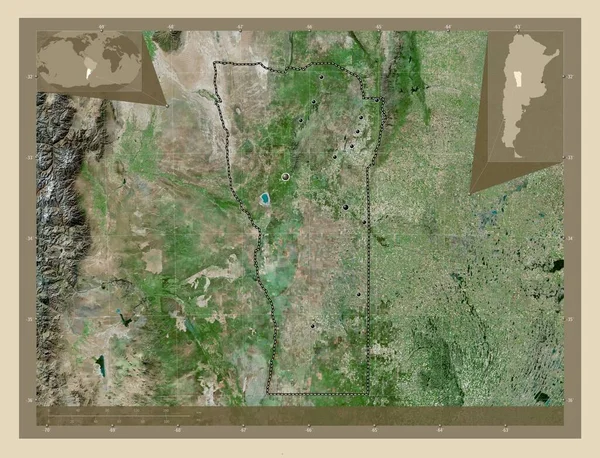 San Luis Argentína Tartomány Nagy Felbontású Műholdas Térkép Régió Nagyvárosainak — Stock Fotó