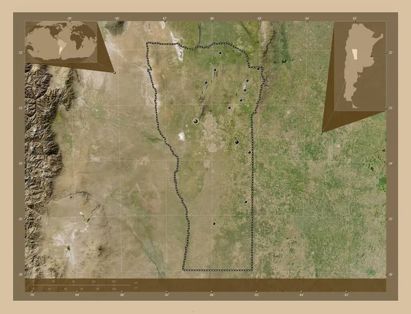 San Luis Provinz Von Argentinien Satellitenkarte Mit Niedriger Auflösung Standorte — Stockfoto