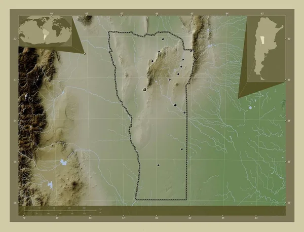 San Luis Provincia Argentina Mapa Elevación Coloreado Estilo Wiki Con — Foto de Stock