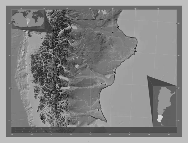 Santa Cruz Provincia Argentina Mapa Elevación Escala Grises Con Lagos —  Fotos de Stock