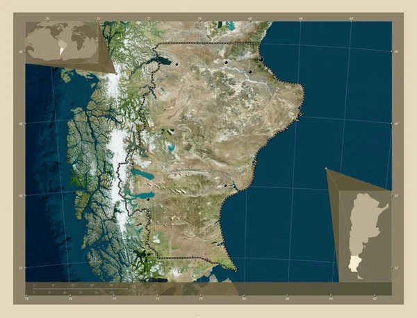 Santa Cruz Province Argentine Carte Satellite Haute Résolution Emplacements Des — Photo