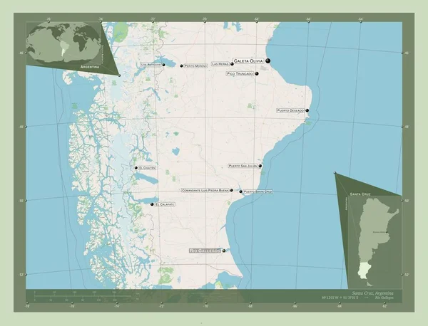 Санта Крус Провинция Аргентина Карта Улиц Места Названия Крупных Городов — стоковое фото