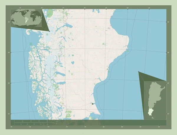 Санта Крус Провінція Аргентина Відкрита Карта Вулиць Кутові Допоміжні Карти — стокове фото