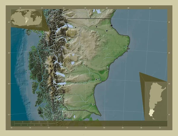 Santa Cruz Prowincja Argentyny Mapa Wzniesień Kolorowa Stylu Wiki Jeziorami — Zdjęcie stockowe