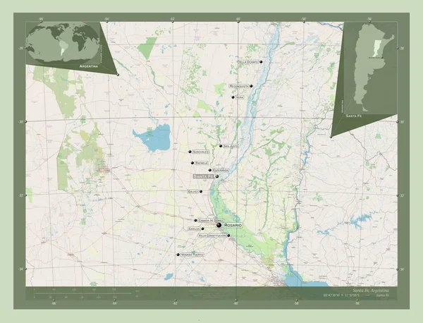 Santa Prowincja Argentyny Otwórz Mapę Ulic Lokalizacje Nazwy Głównych Miast — Zdjęcie stockowe
