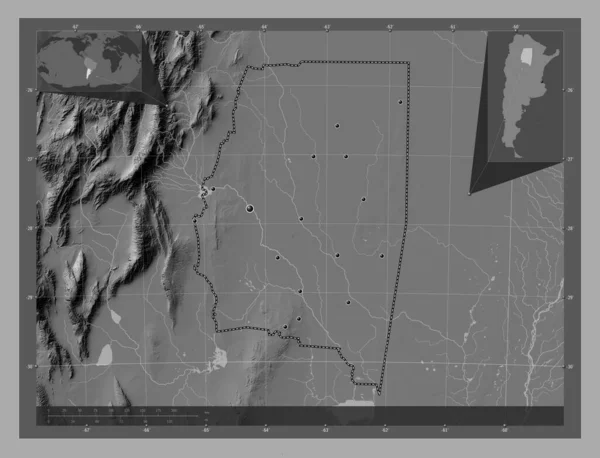 Сантьяго Дель Эстеро Провинция Аргентина Карта Рельефа Билевела Озерами Реками — стоковое фото