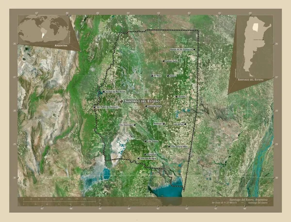 Santiago Del Estero Province Argentina High Resolution Satellite Map Locations — Stock Photo, Image