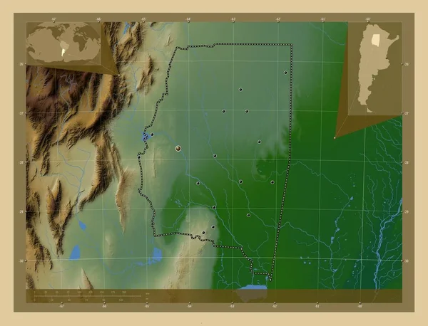 Santiago Del Estero Província Argentina Mapa Elevação Colorido Com Lagos — Fotografia de Stock