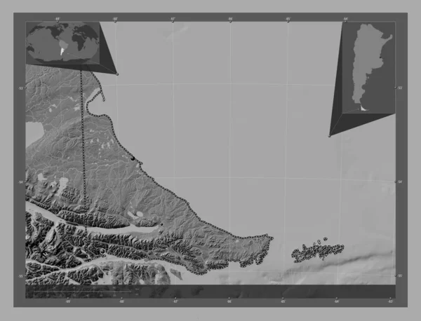 Tierra Del Fuego Territorio Nacional Argentina Mapa Elevación Bilevel Con — Foto de Stock