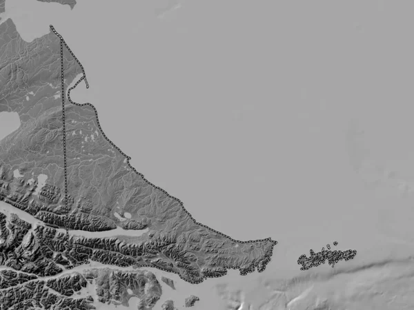 Tierra Del Fuego National Territory Argentina Bilevel Elevation Map Lakes — Stock Photo, Image