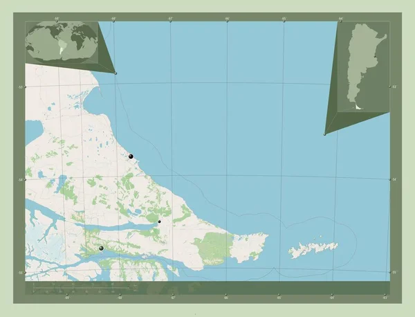 Tierra Del Fuego Território Nacional Argentina Abrir Mapa Rua Locais — Fotografia de Stock