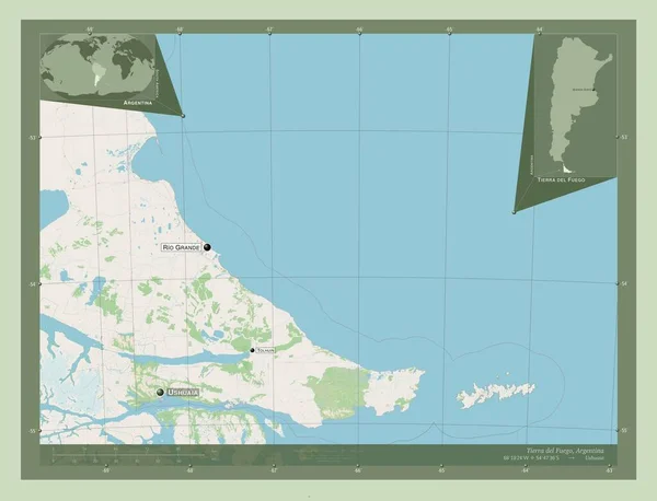 Tierra Del Fuego Национальная Территория Аргентины Карта Улиц Места Названия — стоковое фото