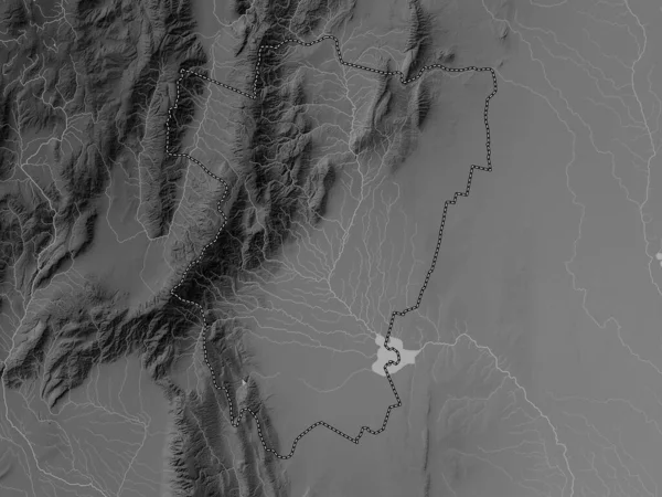Τούκουμαν Επαρχία Της Αργεντινής Υψόμετρο Γκρι Χάρτη Λίμνες Και Ποτάμια — Φωτογραφία Αρχείου
