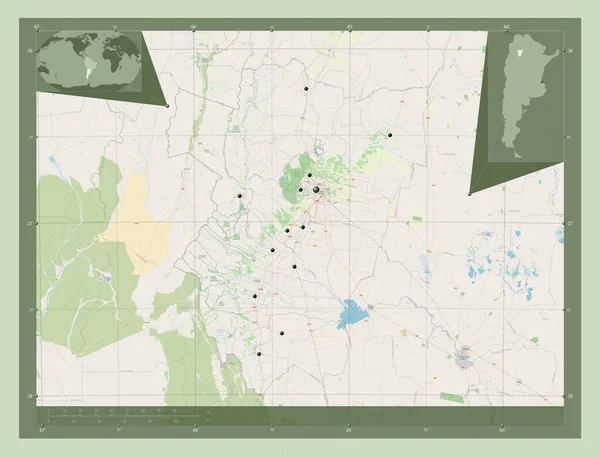 Tucuman Provincie Argentinië Open Plattegrond Locaties Van Grote Steden Van — Stockfoto