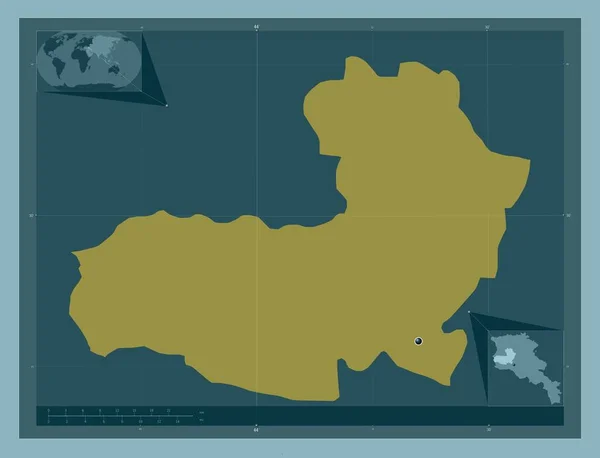 Aragatsotn Ermenistan Vilayeti Katı Renk Şekli Köşedeki Yedek Konum Haritaları — Stok fotoğraf