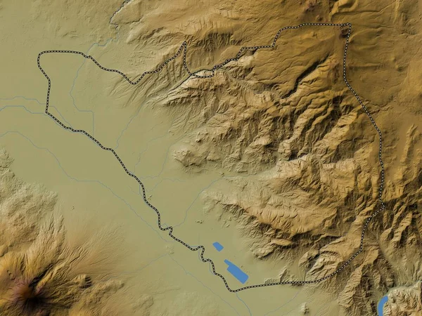 Ararat Provinz Armenien Farbige Höhenkarte Mit Seen Und Flüssen — Stockfoto