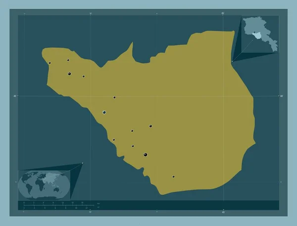Ararat Province Armenia Solid Color Shape Locations Major Cities Region — Stock Photo, Image