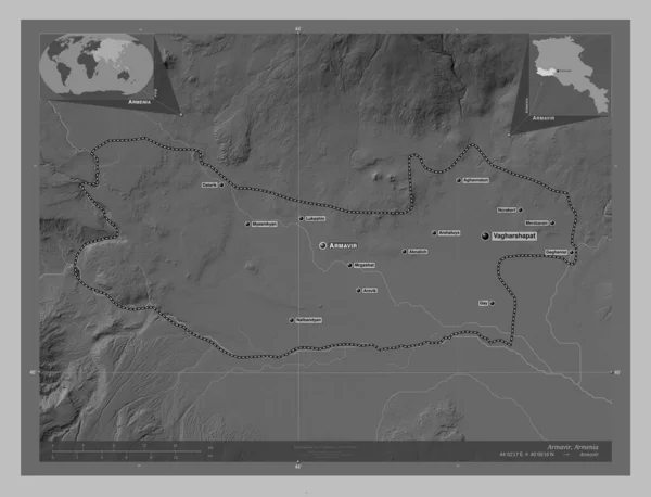 Armavir Provincie Arménie Výškové Mapy Jezery Řekami Umístění Názvy Velkých — Stock fotografie