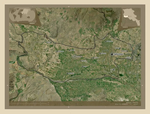 Armavir Örményország Tartomány Nagy Felbontású Műholdas Térkép Régió Nagyvárosainak Elhelyezkedése — Stock Fotó