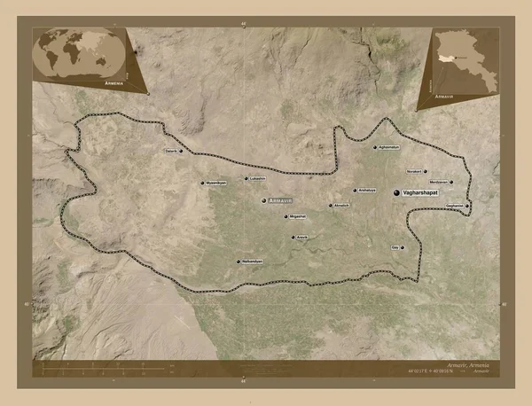 Armavir Provincie Armenië Lage Resolutie Satellietkaart Locaties Namen Van Grote — Stockfoto