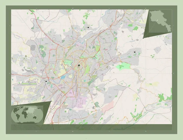 Erevan Město Arménie Otevřít Mapu Ulice Umístění Velkých Měst Regionu — Stock fotografie