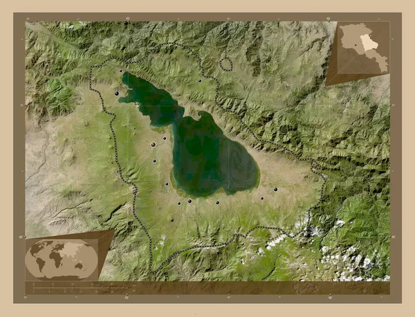 Gegharkunik Provincia Armenia Mapa Satelital Baja Resolución Ubicaciones Las Principales —  Fotos de Stock